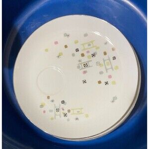 Vintage MCM Laurel Snack Plate Teacup Set 8 Pcs Frolic Design JAPAN Atomic White